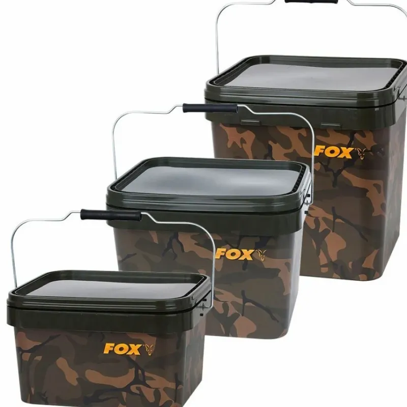 Pike / Predator Fox Buckets & Riddles * Camo Square Buckets