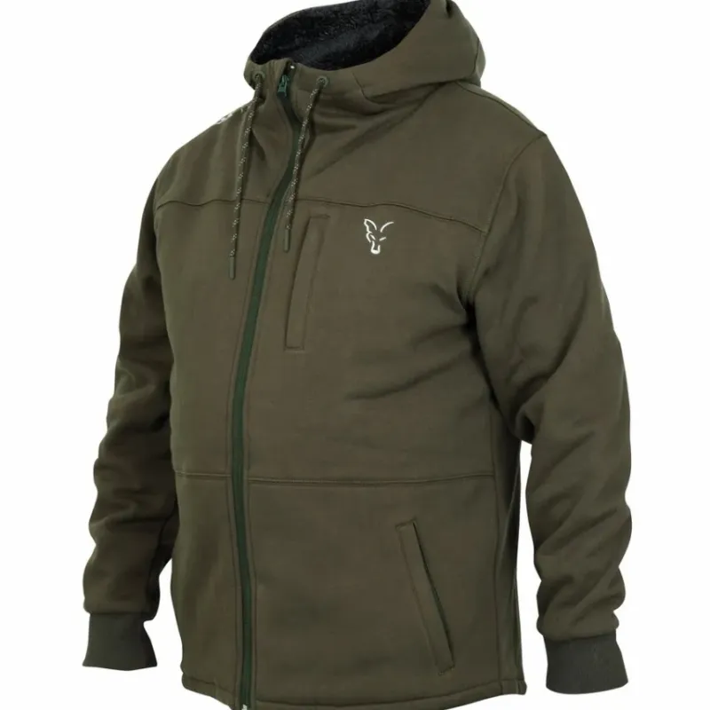 Carp Fox Clothing * Collection Green Silver Sherpa Fishing Hoodie