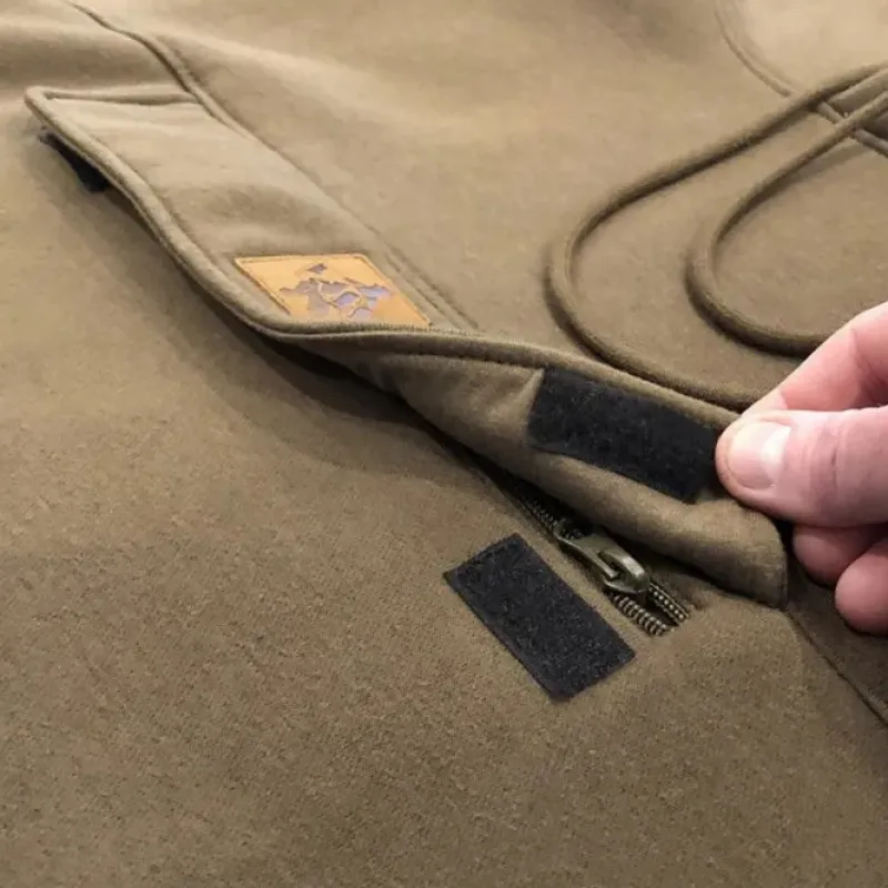Carp Vass Clothing * Culture Zipped Chest Pocket Khaki Green Fishing Hoodie