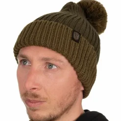 Carp Fox Clothing * Heavy Knit Olive Bobble Fishing Hat