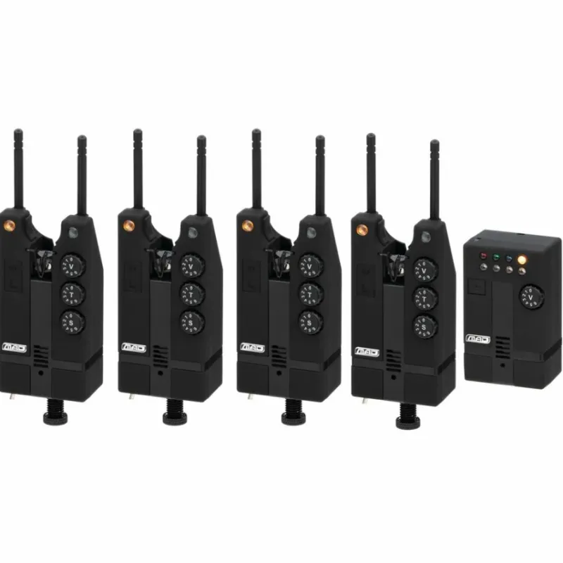 Carp DAM Bite Alarms * MAD Hi-T Bite Alarm Set 4+1 RGBY
