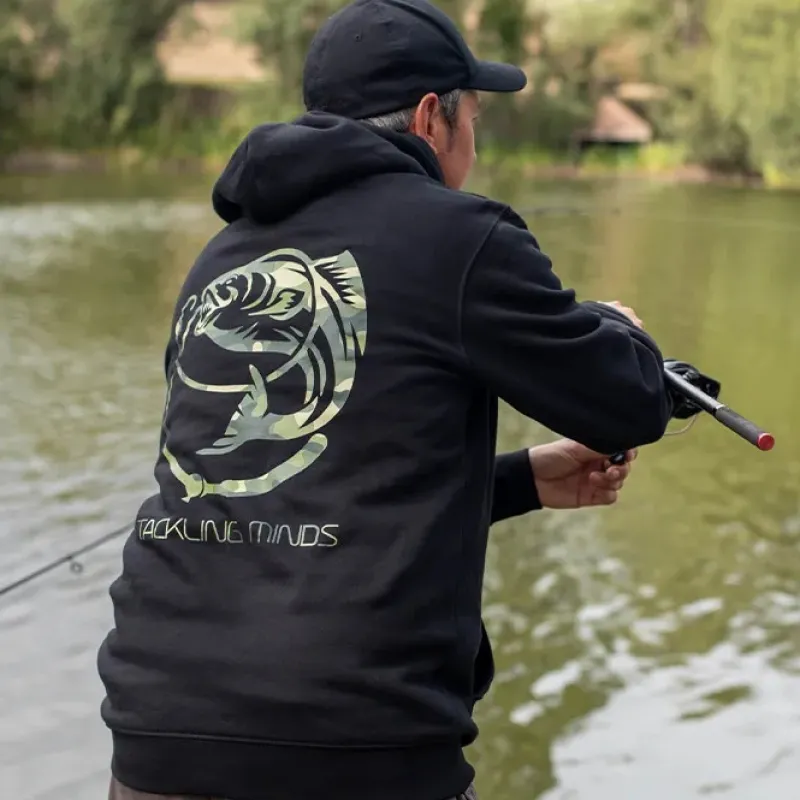 Carp Tackling Minds Clothing * Ultra Premium Black DPM Camo Fishing Hoodie